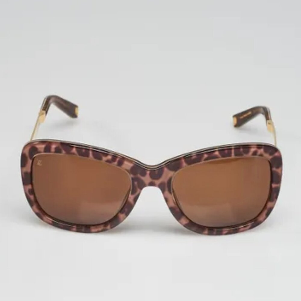 LOUIS VUITTON Brown/Beige Leopard Spotted Acetate Sunglasses Z0558W